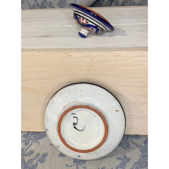 Blue Decorative Painted Red Clay Ceramic Jar - Picture 7 of 8